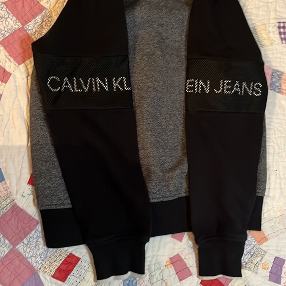 EUC Calvin Klein heather grey/black matching hoodie & jogging pants set Sz S 8 - Picture 5 of 11